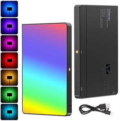 ULANZI LT003 RGB Video Light, 15W Portable LED Panel with 2100 Lumens, 10" Video Light Dimmable 2500K-9000K, Built-in 8000mAh Battery and USB Charger, CRI>95 for DSLR Camera Video Photography - size: 10 inch