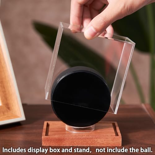 LITY Hockey Puck Display Case, No Assembly Required Acrylic Clear Holder with Wood Base, Autograph Souvenir Display Stand, Perfect Showcase for Your Collection - size: 1 Pack Hockey Puck