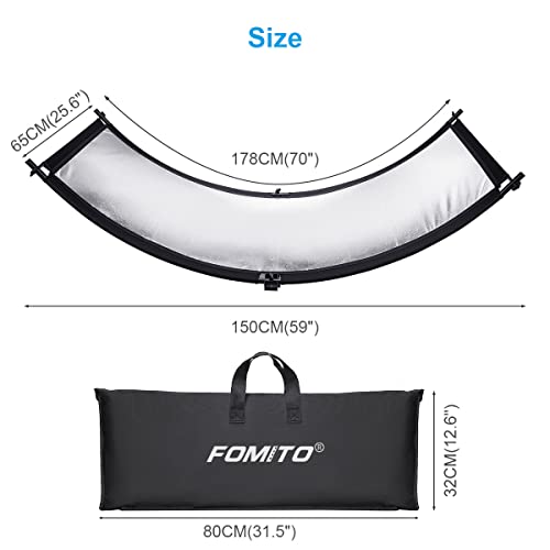 Fomito Curved Reflector - 70x25.6 inch/178x65cm Clamshell Light Reflector Arclight Curved Eyelighter Lighting Diffuser for Photography Stuido Filming Shooting, Black/White/Gold/Silver - color: Black