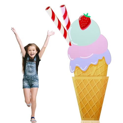 Jetec 5 Feet Large Ice Cream Cardboard Cutout Stand Up Life Size Ice Cream Giant Candyland Party Decoration Photo Props Backdrop Standup for Summer Pool Beach Baby Shower Wedding Birthday Supply - size: 5 feet, style: Ice Cream