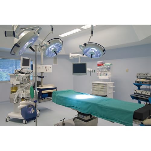 Hospital Backdrop Modern Operating Room Backdrop Doctor Surgery Anesthesia Bed Sickbed Medical Equipment Photo Background for Doctor Nurse Operating Room Background Portrait Studio Props 5x3ft - color: Green_White, size: 5x3ft