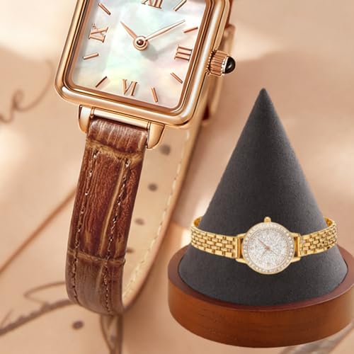 Conical Bracelet Bangle Watch Holder with Wooden Base Exquisite Size for Vendors Exhibit Trade Shows Retail Stores (Gray) - color: Gray