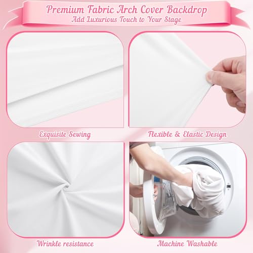 White Round Backdrop Cover 7.2ft- Adjustable Polyester Circle Arch Backdrop Cover for Wedding Birthday Party Photography Decoratio