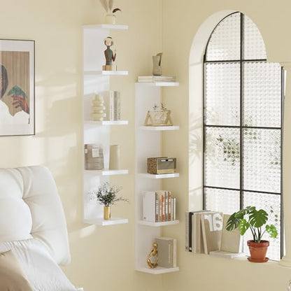 LitaEther 5 Tier White Lack Wall Shelf - Multi-Functional Display Organizer for Anime Figures, Funko Pop, Plants, Makeup & Books (7.1" x 5.5" x 30.7") – Space-Saving Floating Shelf for Home & Office