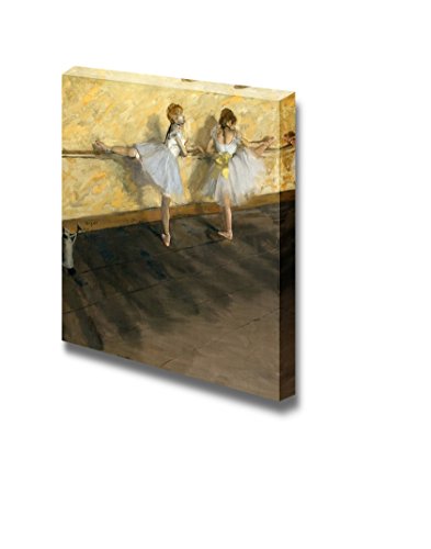 Dancers Practicing at The Barre by Edgar Degas Famous Fine Art Reproduction World Famous Painting Replica on ped Print Wood Framed - Canvas Art Wall Art - 12" x 12" - color: Dancers, size: 12"L x 12"W