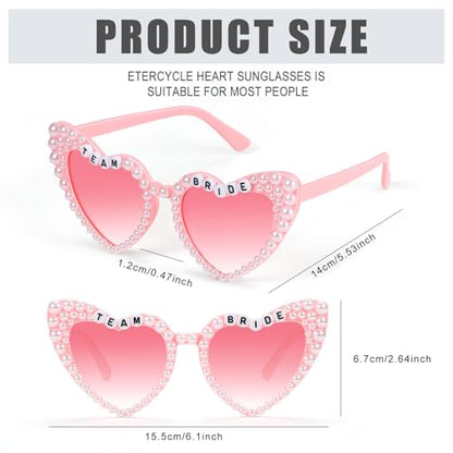 Etercycle Team Bride Sunglasses, Bridesmaid Proposal Gifts Heart Shaped Glasses, Pink Women's Sunglasses Bridal Engaged Gift For Bachelorette Party Favors - color: Team Bride-pink