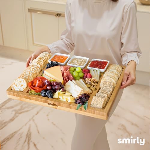 Smirly Charcuterie Board Set - Large Bamboo Cheese Board for Serving - House Warming Gifts New Home, Wedding & Bridal Shower Gift, Birthday Gift for Women - style: 2-Drawer