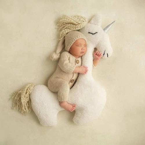 Newborn Baby Photography Props Outfits Cute Mohair Hat Romper Set Infant Baby Boy Girl Photoshoot Props Costume Set ﻿ - color: Beige