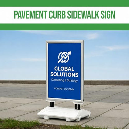 Custom Weighted Sidewalk Sign Display by BCB Print – 23x33 Outdoor Sign Holder with Custom Print | Heavy Duty Advertising Stand for Business, Storefront Use | Made in USA - color: Pavement Curb Sidewalk Sign