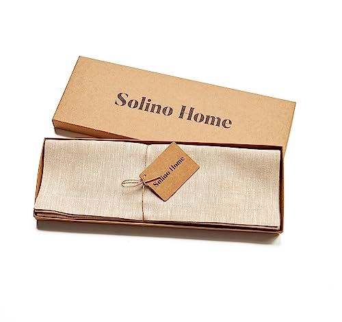 Solino Home Linen Square Placemats Set of 4 - Champagne Beige Placemats 14 x 14 Inch - 100% Pure Linen Table Mats for Spring, Summer - Athena - color: 02: Champagne Beige, size: 14" X 14" (Set of 4)