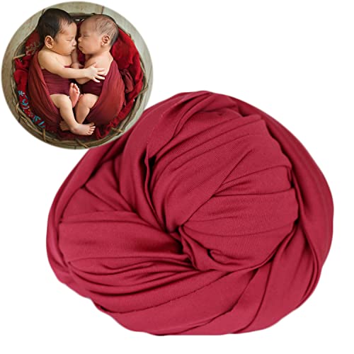 Zeroest Newborn Photography Stretch Wrap Boy Girl Baby Wraps Photography Props Baby Photo Prop Stretch Blanket for Baby (Wine) - color: Wine