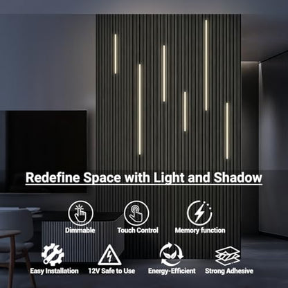 HAMRVL LED Recessed Lighting Wall Panel Lights, 6PCS 4000k Natural White Adhesive Slat Wall Lights with Touch Switch, Wall LED Light for Bedroom, Living Room, Studio, Kitchen Cabinets, Acoustic Walls - color: Silver - Natural White 4000k, size: 42in+26in+