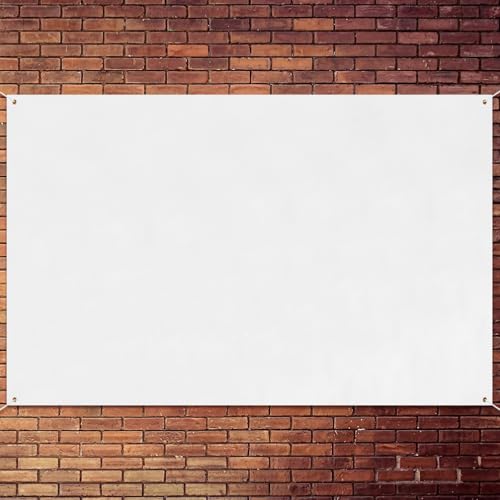 Zonon Large Blank Banners And Signs Polyester Oxford Cloth Sublimation Banner To Decorate With Hanging Rope For Indoor Wall Outdoor Easy to Hang DIY Signs For Business Office(White,3 x 5 Feet) - color: White, size: 3 x 5 Feet