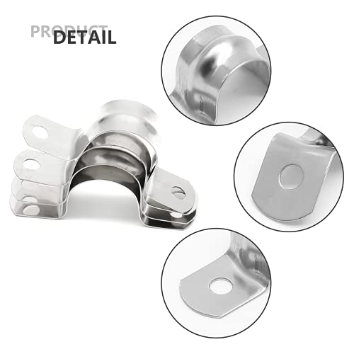 20Pcs 1 Inch Stainless Steel Conduit Clamps, Two Hole U Bracket Rigid Pipe Metal U Clamp Conduit Strap Tension Clips U-tube Clamp Heavy Duty - size: 1 inch / 25 mm