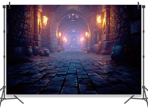 Medieval Castle Backdrop Halloween Catacombs Ancient Castle Mysterious Cave Photography Background Halloween Party Decorations Horror Halloween Background Studio Props5x3ft - color: Halloween 003, size: 5x3ft