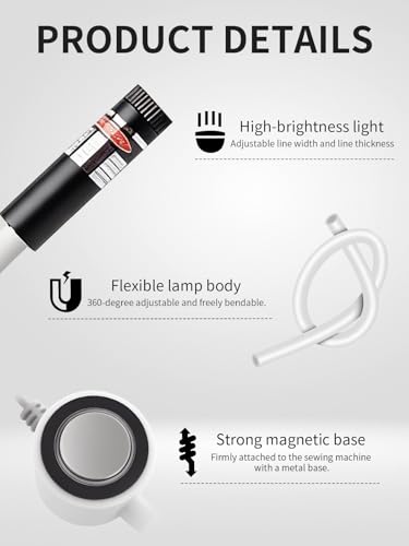 Magnetic Seam Guide for Sewing Machine Light Adjustable Sew Ruler Positioning Accessories Free Motion Hand Held Long Arm Quilting Supplies Clearance Notions Products Miter Saw Laser - color: Pure White-USB