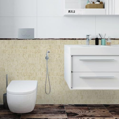 Vamos Tile 100-Piece Peel and Stick Backsplash Seamless Tile,3''x6'' Textured Beige Travertine with White Grout PVC Subway Tile,Stick on Backsplash for Kitchen/Bathroom/Laundry Room - color: Beige Travertine