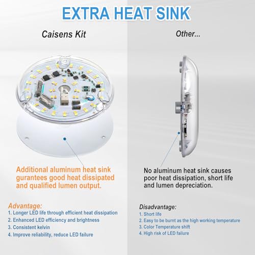 4 Inch LED Ceiling Fan Light Kit, 18W 2200LM 3000K 4500K 6000K Ceiling Fan Light Replacement, Round Ceiling Fan Light Kit Replacement, 120V, CRI90, Dimmable - color: 3CCT 3000/4500/6000K