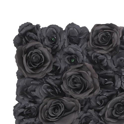 12PCS Flower Wall Panels Black 3D Silk Rose Wall Artificial Gorgeous Wall Backdrop Background Artificial Flowers Decoration for Photo Background Home Party Wedding Backdrop Decoration