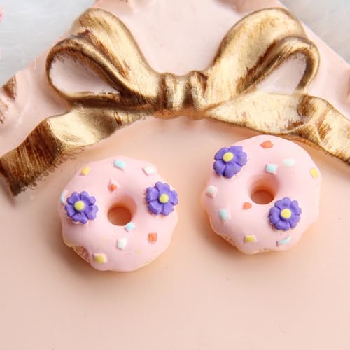 50Pcs Artificial Simulated Cake Desserts, Artificial Donuts, Fake Desserts for Craft Decorations, Photography Props, Home Decor, DIY Design Accessories, Keychain Decorations(Pink) - color: Pink, size: 50Pcs