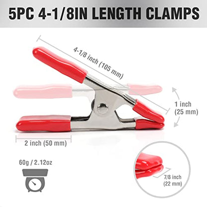 WORKPRO 20-Piece Steel Spring Clamps, 4 Inch(5 Pcs) & 2 Inch(15 Pcs), Heavy Duty Spring Metal Spring Clamps, 1"&0.75" Jaw Opening, for Wood Working, DIY, Photo Studio Backdrops Backgrounds