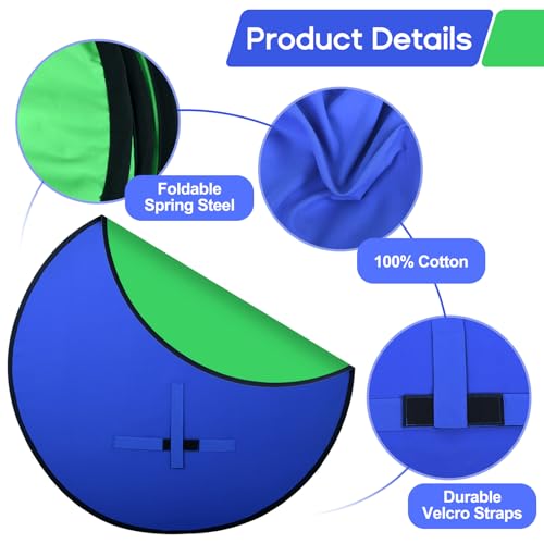 Portable Blue Green Screen Chair, 57 in Greenscreen Backdrop with Stand 2-in-1Double Sided Foldable Green Background, for Video Chats and Meetings, Photography, Photo Zoom, Streaming Games - color: Green/Blue