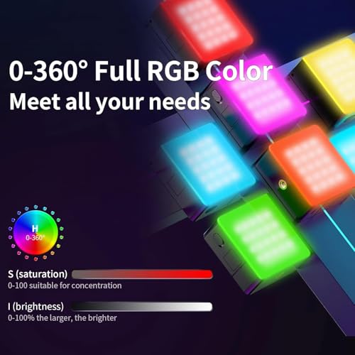 ULANZI VL49 Pro RGB Video Light, Mini Rechargeable LED Camera 360° Full Color Portable,2500-9000K Dimmable LED Panel Lamp w LCD Display,Photography Lighting Support Magnetic Attraction - size: 66mm*80mm*30mm