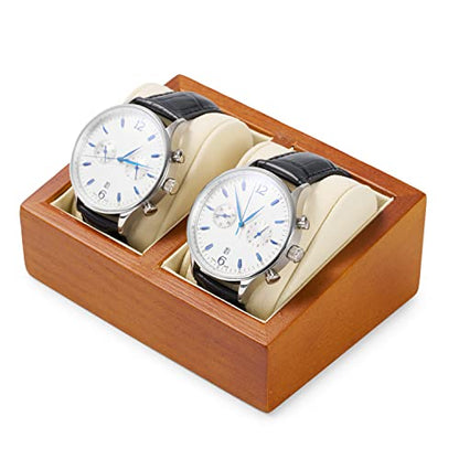 Oirlv Solid Wood Double Watch Display Stand Showcase Jewelry Stand Watch Holder with Pillow(Square Double, Creamy-white) - color: Creamy-white, size: Square Double