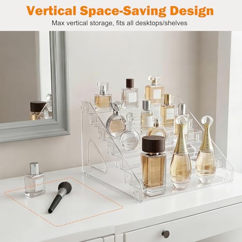 Clear Acrylic 7-Tier Perfume Display Stand, Perfume Organizer Stand Storage Tray for Makeup Organization
