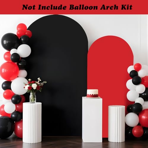 2PCS Black & Red Arch Backdrop Covers for Arch Stand (7.2ft + 6ft) – Spandex Fitted Stand Covers for Weddings Baby Showers Birthday Party Supplies Decor & Photo Booths(Only Cover) - color: Black & Red, size: 7.2FT/6FT