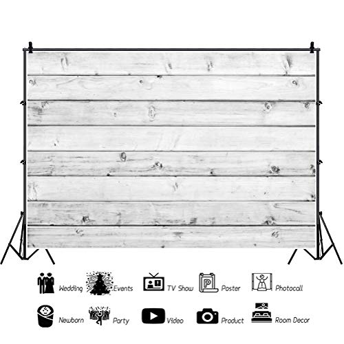 5x4ft White Wood Backdrop Vintage Wooden Board Rustic Photography Background Countryside Retro Texture Grey Kid Adult Portrait Photos Video Shooting Photo Booth Studio Props - size: 5x4ft