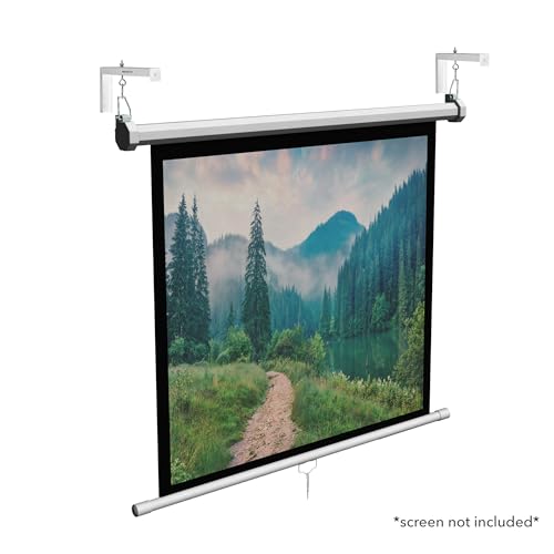 Mount-It! Projector Screen Wall Mount L-Brackets - Extra Large Wall and Ceiling Hanging Mount for Home Projector and Movie Screens, 12 inch Mounting Hooks, 1 Pair, White, 66 Lb Each Capacity - color: White, size: 12 Inch
