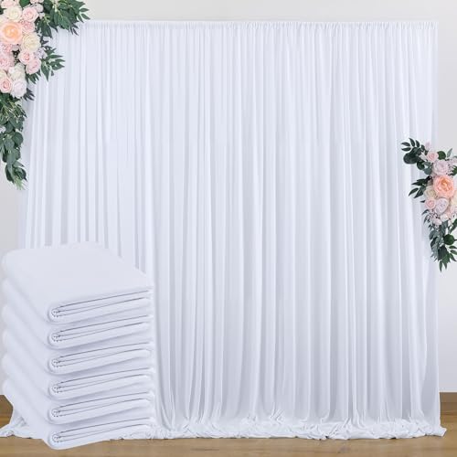 30 ft x 8 ft White Backdrop Curtain Drapes for Wedding Parties, 6 Panels 5 ft x 8 ft Wrinkle Free Polyester Photo Drapes for Birthday Party Baby Shower Backdrop Stand - color: White, size: 5'(W) x 8'(H), 6 panels