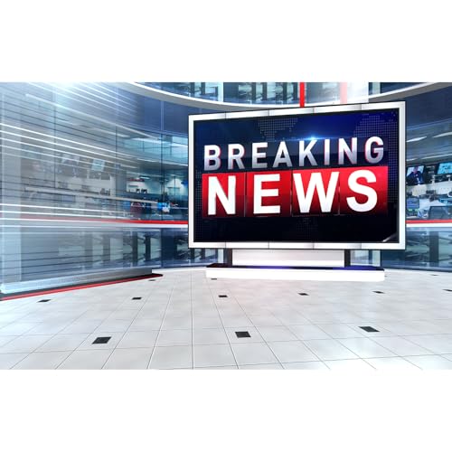 Breaking News Backdrop TV News Broadcast Hall Studio Background News Room Broadcasting Photography Background Program Record News Report Business Newsman Backdrop Kids Portrait Photo Props 5x3ft - color: Light Blue, size: 5x3ft