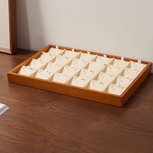 Oirlv Wood 24 Grids Jewelry Tray with Removable Inserts Jewelry Pads Necklace/Pendant Display Organizer Tray(Creamy-white) - color: Creamy-white 24 grid necklace/pendant jewelry tray