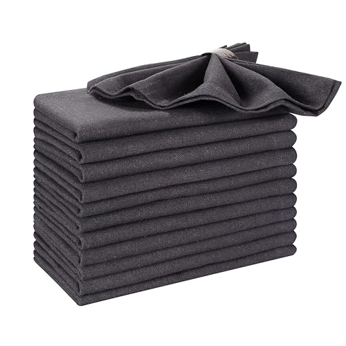Hausattire Reusable Napkins Cloth Washable 100% Cotton 18x18 Inch Dinner Napkin|Table Napkin for Home Banquet Hotel Party Wedding |Set of 12 Cloth Napkins Mother's Day Decor Collection |Charcoal - color: Charcoal, size: 18x18