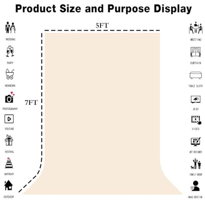 Cream Photo Backdrop for Photoshoot 5x7ft, Zoom Meeting Photography Backdrop Studio Shooting Props - color: Cream, size: 5x7ft