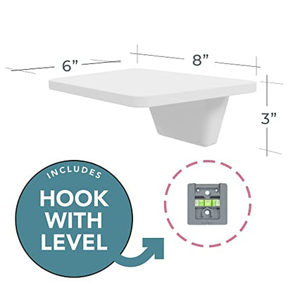 White Small Floating Shelf Set of 2 - for Wall with No Drill Option [ Adhesive ]