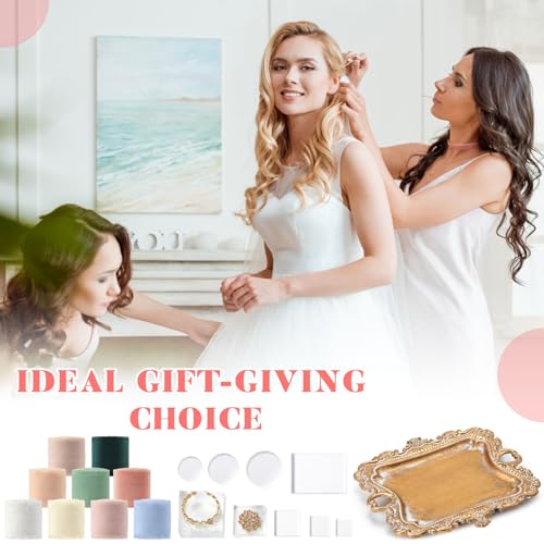 Cinnvoice 20 Piece Flat Lay Photography Props Set for Jewelry & Wedding Details, Vintage Jewelry Tray, Acrylic Display Blocks, Velvet Ring Box & Styling Fabrics