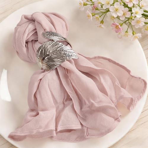 MLMC 100 Pack Cheesecloth Napkins Bulk Dinner Cloth Napkins 21"x21" Boho Reusable Napkins in Bulk for Bridal Shower Baby Shower Events Table Decor Dusty Pink - color: Dusty Pink, size: 21" x 21" (Set of 100)