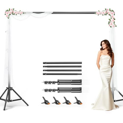 BEIYANG 6.5x10 FT Backdrop Stand, Adjustable Photo Background Stand Support kit with Carry Bag for Parties, Decoration, Wedding, Photo Video Studio Shooting - size: 6.5x10FT