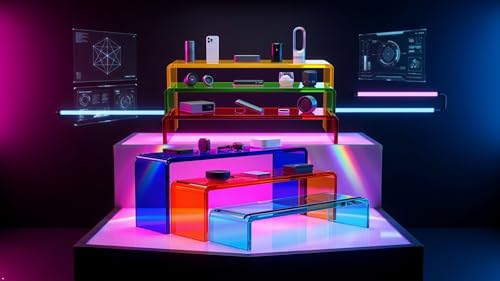 Acrylic Display Risers 2 Sets 3 Tier Cupcake Stand for Dessert Jewelry Pop Figures Shelves Retail Shoe Showcase (Mix Colors) - color: Mix Colors