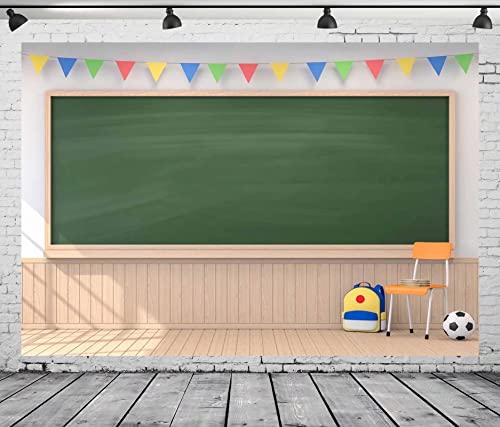 Fabric 12x8ft Back to School Chalkboard Digital Classroom School Picture Backdrop for Photography Teaching Online Class Photoshoot Props - size: 12x8FT