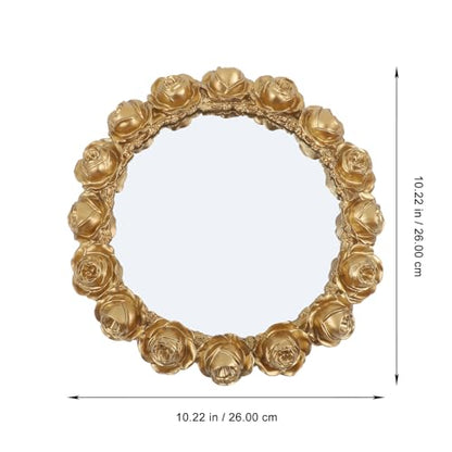 FOMIYES Decorative Rose Gold Mirror Vanity Tray Jewelry Organizer Round Makeup Display Plate for Bathroom Countertop Dressing Table