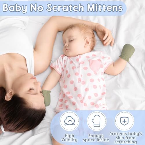 Newborn Baby Muslin Mittens 0-6 Months No Scratch Elastic Wrist Soft Breathable Gloves Bulk Cotton for Infant - color: Multicolor
