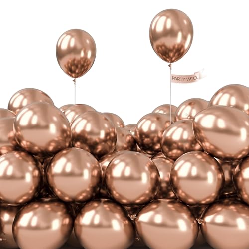 PartyWoo Metallic Rose Gold Balloons 50pcs 5 Inch Chrome Champagne Gold Latex Balloons for Wedding Baby Shower Birthday Anniversary Bachelorette Bridgerton Floral Party Decorations Rose Gold-G112 - color: Champagne Gold-g112, size: 5 inch