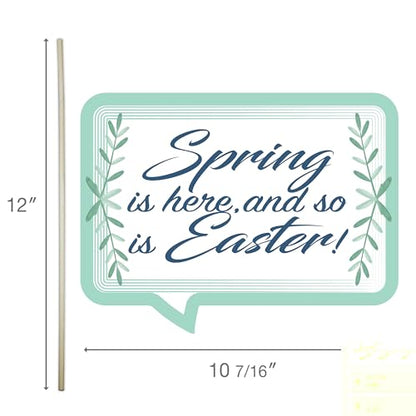 Religious Easter Photo Booth Props - Spring Floral Jesus Bunny Feeling Blessed Themed Party Decorations - Funny Photography Supplies - Selfie Props with Sticks - 10pcs