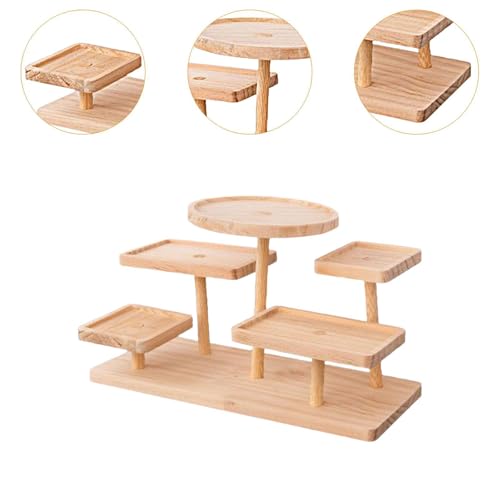 Display Riser Stand Countertop Multi Tier Solid Wood Perfume Holder Cake Stand Storage Rack for Doll Craft Figurine, 5 Layer - color: 5 Layer
