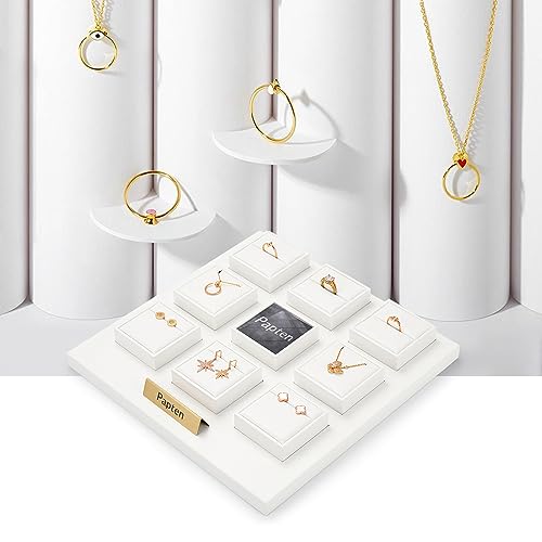 PU Leather Neacklace Display Stand Small Necklace Bracelet Holder Necklace Display Block Jewelry Stand for Pendant Necklace Showcase (White) - color: White, size: Necklace Stand