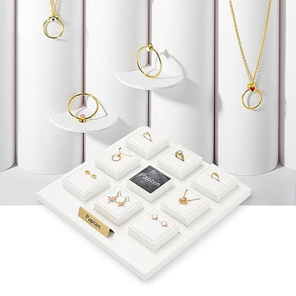 PU Leather Neacklace Display Stand Small Necklace Bracelet Holder Necklace Display Block Jewelry Stand for Pendant Necklace Showcase (White) - color: White, size: Necklace Stand